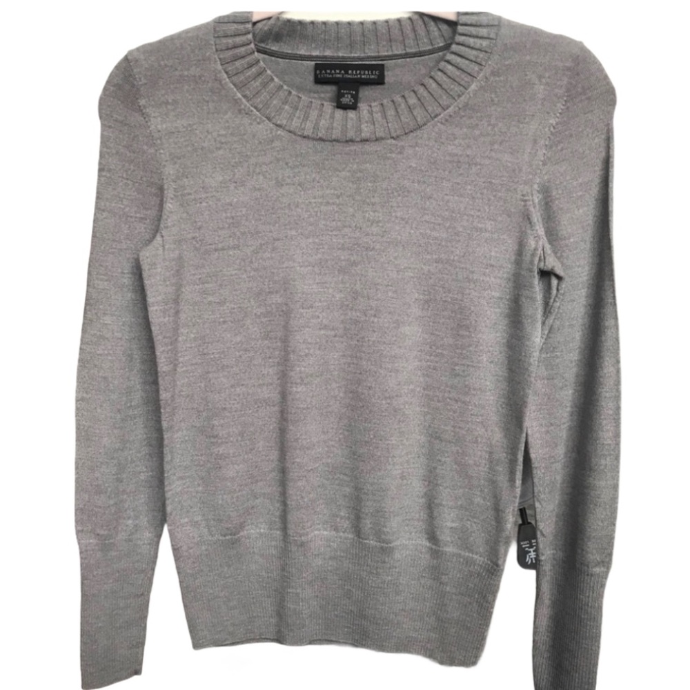 Banana Republic Gray Merino Wool Sweater Size XSP